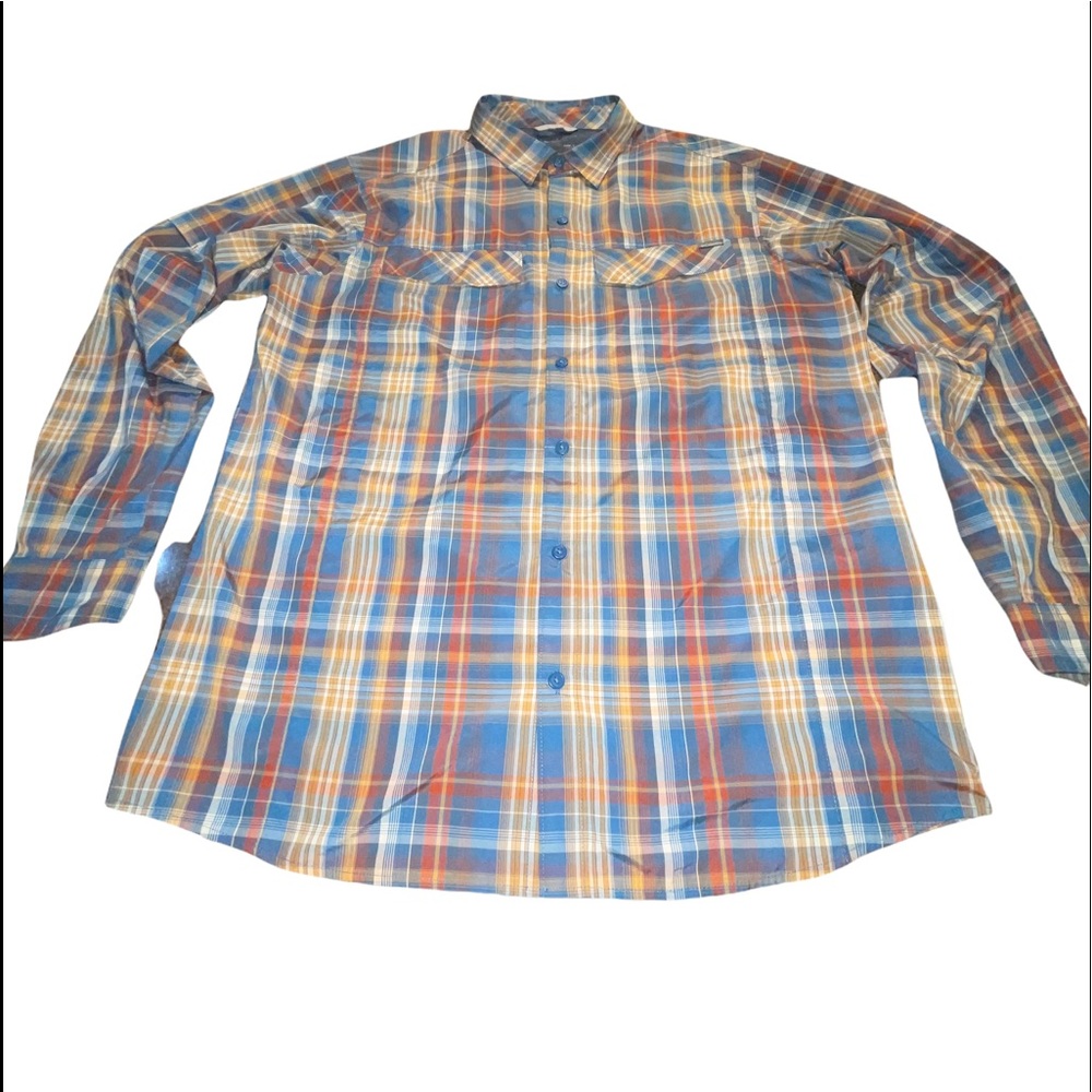 Columbia omni-shade sun protection long sleeve plaid brown fishing outdoor shirt